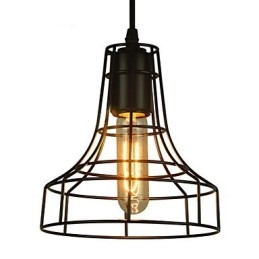 Lampadario a sospensione vintage europeo nero in metallo