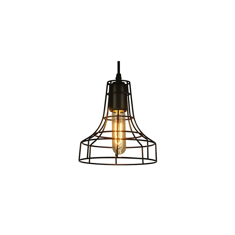 Lampadario a sospensione vintage europeo nero in metallo