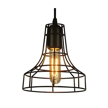 Lampadario a sospensione vintage europeo nero in metallo