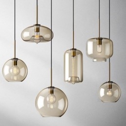 Lampada a sospensione in vetro cognac minimalista E26/E27