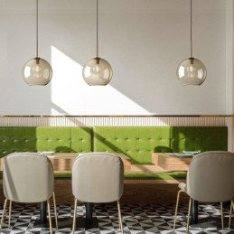 Lampada a sospensione in vetro cognac minimalista E26/E27