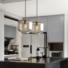 Lampada a sospensione in vetro cognac minimalista E26/E27