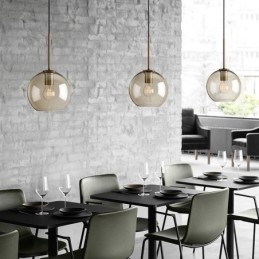 Lampada a sospensione in vetro cognac minimalista E26/E27