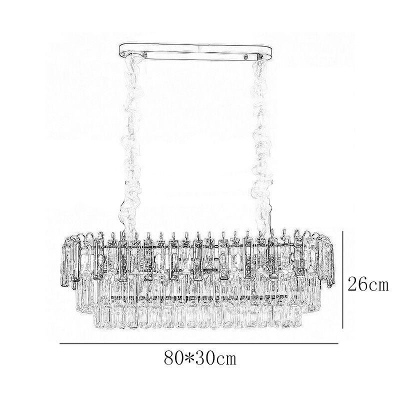 Lampada a sospensione rettangolare in cristallo 12 luci E12/E14 80x30x26 cm