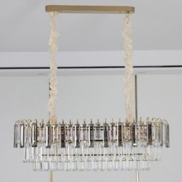 Lampada a sospensione rettangolare in cristallo 12 luci E12/E14 80x30x26 cm
