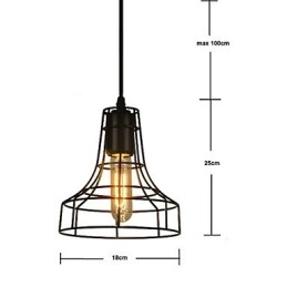 Lampadario a sospensione vintage europeo nero in metallo