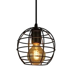 Lampadario a sospensione vintage europeo a globo nero