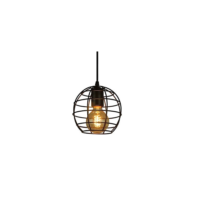 Lampadario a sospensione vintage europeo a globo nero