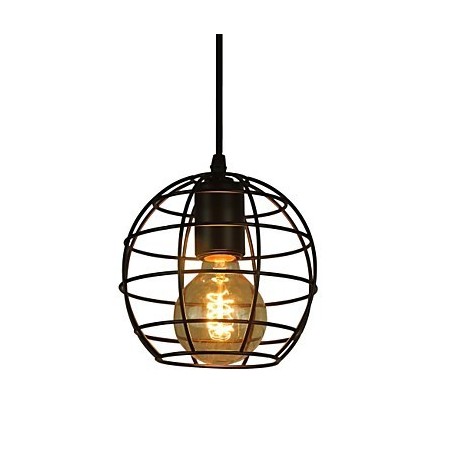 Lampadario a sospensione vintage europeo a globo nero