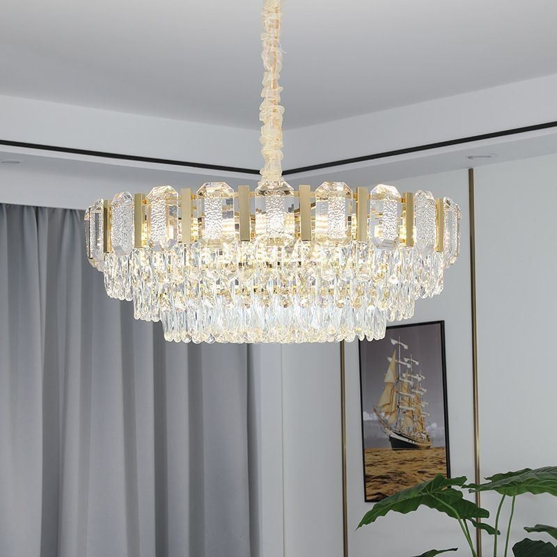 Lampada a sospensione in cristallo rotonda da soffitto