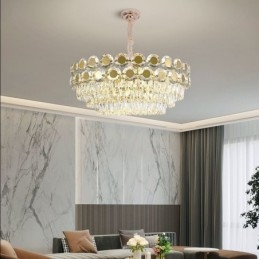 Lampada a sospensione in cristallo moderna, 9/12/16 luci, E12/E14, S/M/L