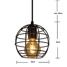 Lampadario a sospensione vintage europeo a globo nero