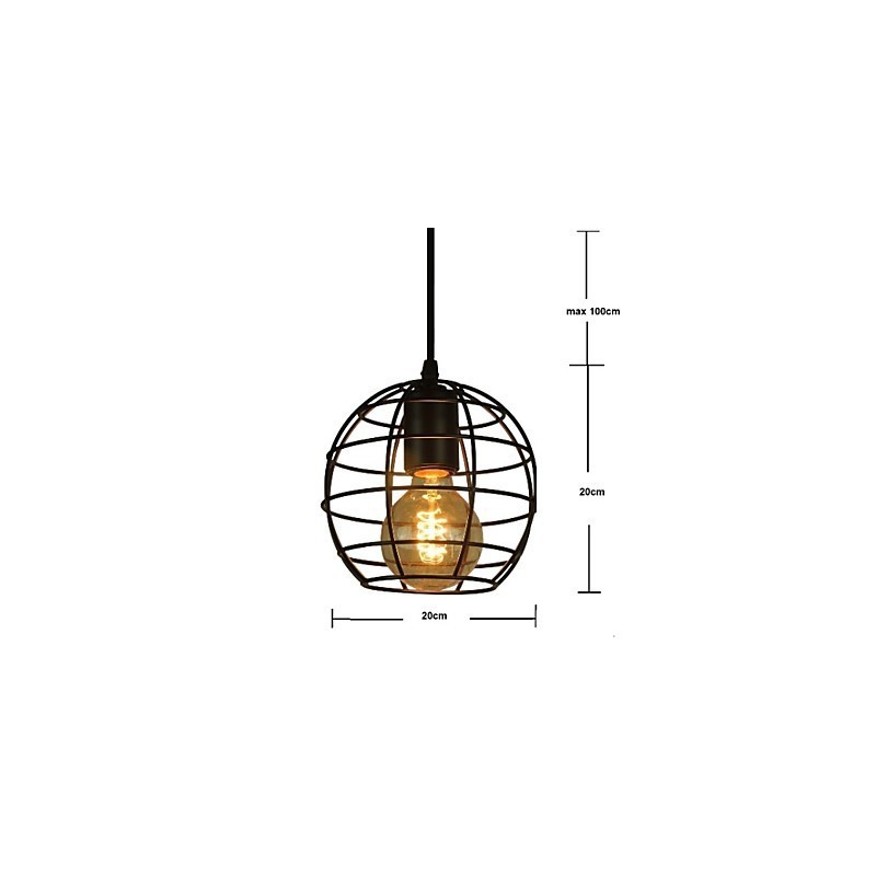 Lampadario a sospensione vintage europeo a globo nero