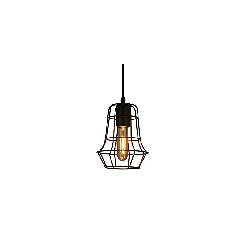 Lampadario a sospensione vintage europeo nero mini in metallo