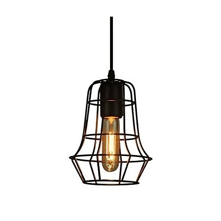 Lampadario a sospensione vintage europeo nero mini in metallo
