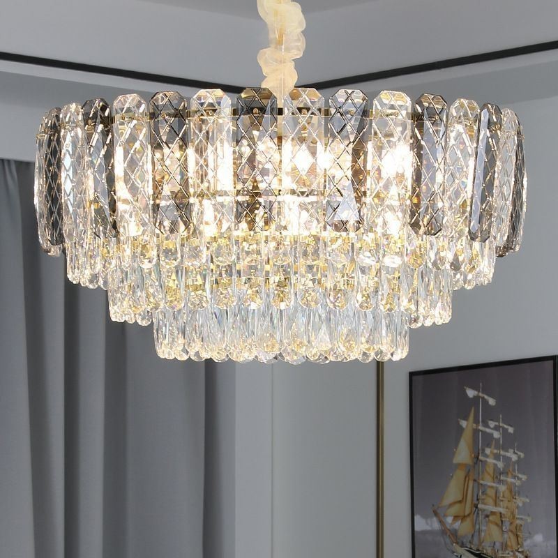 Lampadario a sospensione rotondo in cristallo stile europeo