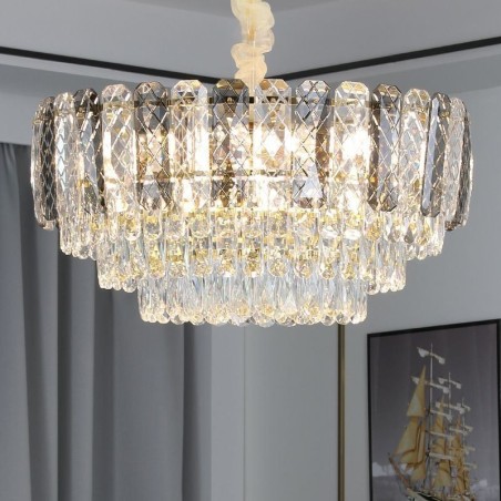 Lampadario a sospensione rotondo in cristallo stile europeo