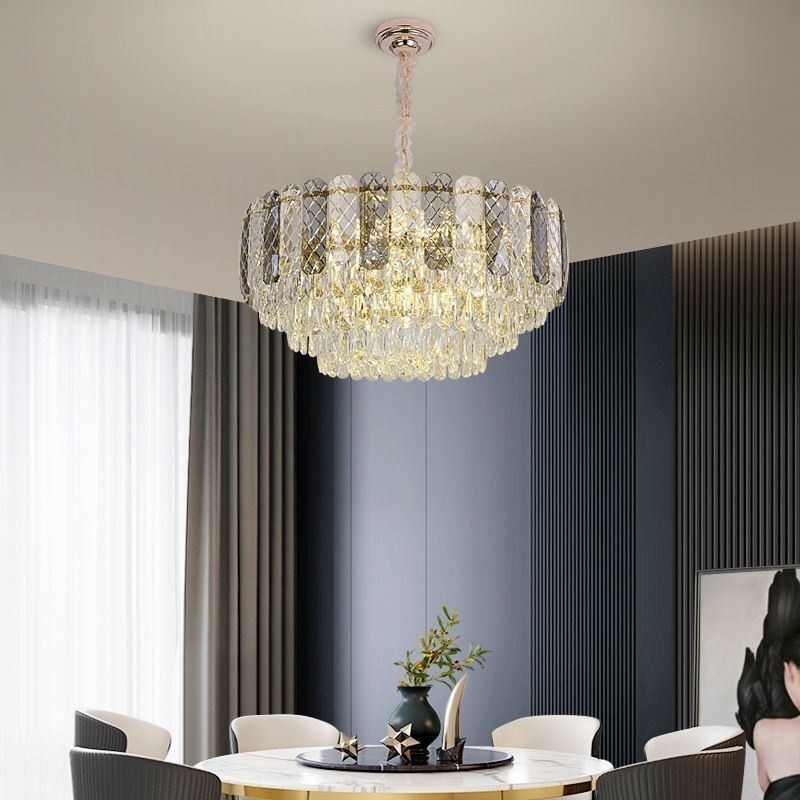Lampadario a sospensione rotondo in cristallo stile europeo