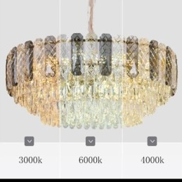 Lampadario a sospensione rotondo in cristallo stile europeo