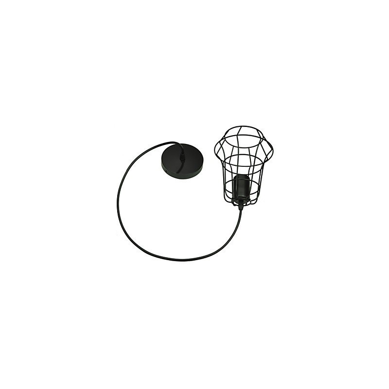 Lampadario a sospensione vintage europeo nero mini in metallo
