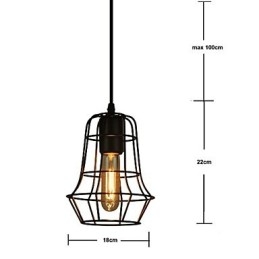 Lampadario a sospensione vintage europeo nero mini in metallo