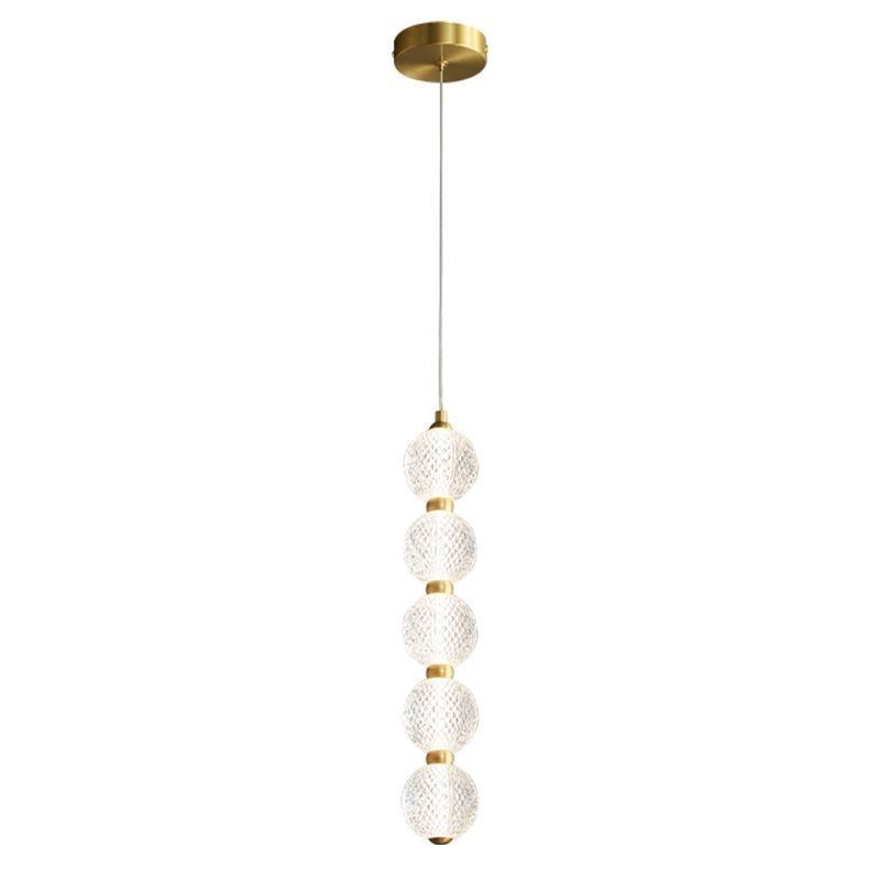 Lampada a sospensione LED con perline acriliche, ottone, 3/5 luci