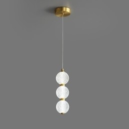 Lampada a sospensione LED con perline acriliche, ottone, 3/5 luci