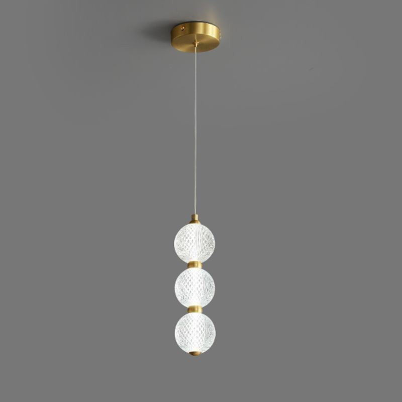 Lampada a sospensione LED con perline acriliche, ottone, 3/5 luci