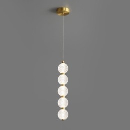 Lampada a sospensione LED con perline acriliche, ottone, 3/5 luci