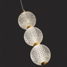 Lampada a sospensione LED con perline acriliche, ottone, 3/5 luci