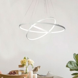 Lampada a sospensione LED moderna nera in alluminio con 3 anelli