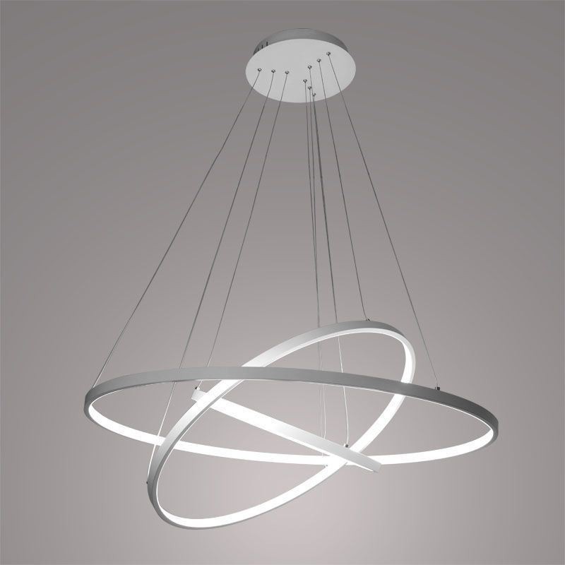 Lampada a sospensione LED moderna nera in alluminio con 3 anelli