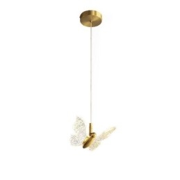 Lampada a sospensione LED a forma di farfalla in acrilico, ottone, 17,5 x 15 cm