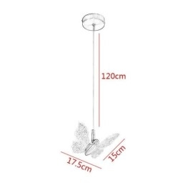Lampada a sospensione LED a forma di farfalla in acrilico, ottone, 17,5 x 15 cm