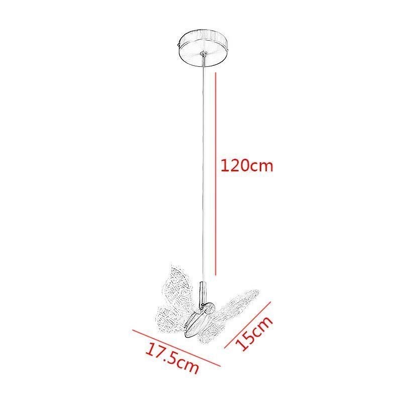 Lampada a sospensione LED a forma di farfalla in acrilico, ottone, 17,5 x 15 cm