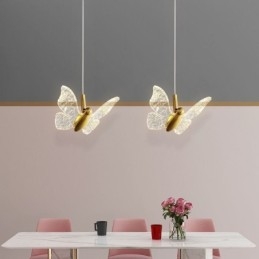 Lampada a sospensione LED a forma di farfalla in acrilico, ottone, 17,5 x 15 cm
