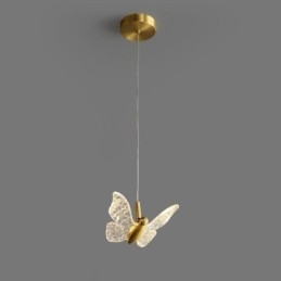 Lampada a sospensione LED a forma di farfalla in acrilico, ottone, 17,5 x 15 cm