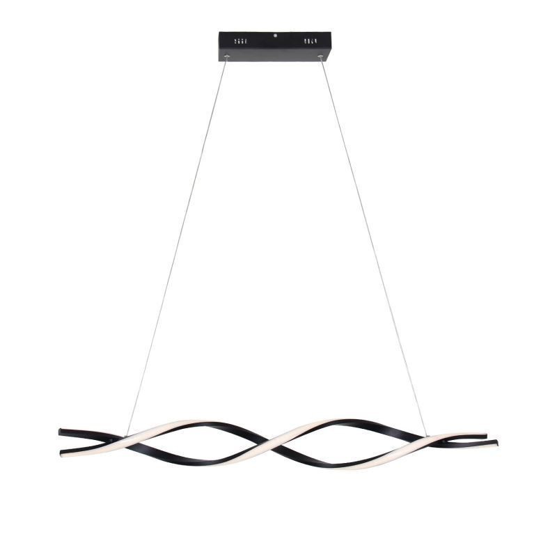 Lampada a sospensione LED nera a onda 30W 2 luci regolabile