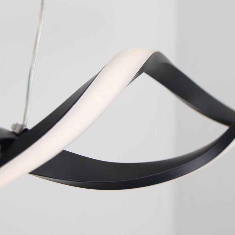 Lampada a sospensione LED nera a onda 30W 2 luci regolabile