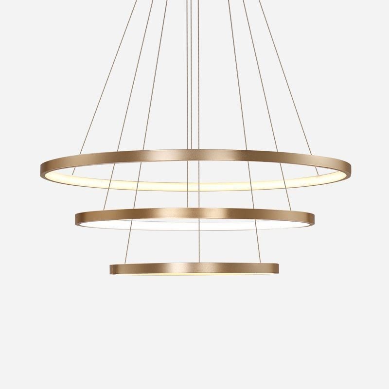 Lampada a sospensione LED moderna a 3 anelli, 3 luci, 120 W, dimmerabile, 3000-6000 K