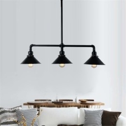 Lampadario a sospensione industriale retrò a 3 luci stile rustico country