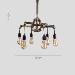 Lampadario a sospensione industriale retrò effetto tubo dell'acqua a 6 luci, stile rustico country