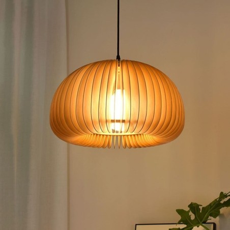 Lampada a sospensione retrò in tiglio a forma di zucca, E26/E27, 30 cm/42 cm