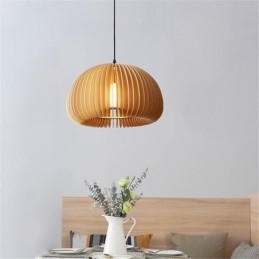Lampada a sospensione retrò in tiglio a forma di zucca, E26/E27, 30 cm/42 cm