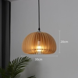 Lampada a sospensione retrò in tiglio a forma di zucca, E26/E27, 30 cm/42 cm