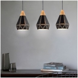 Lampada a sospensione industriale retrò in ferro con paralume cavo