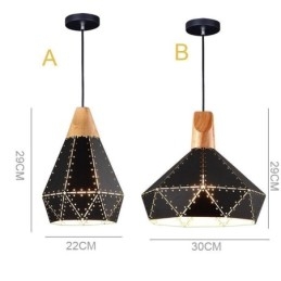 Lampada a sospensione industriale retrò in ferro con paralume cavo