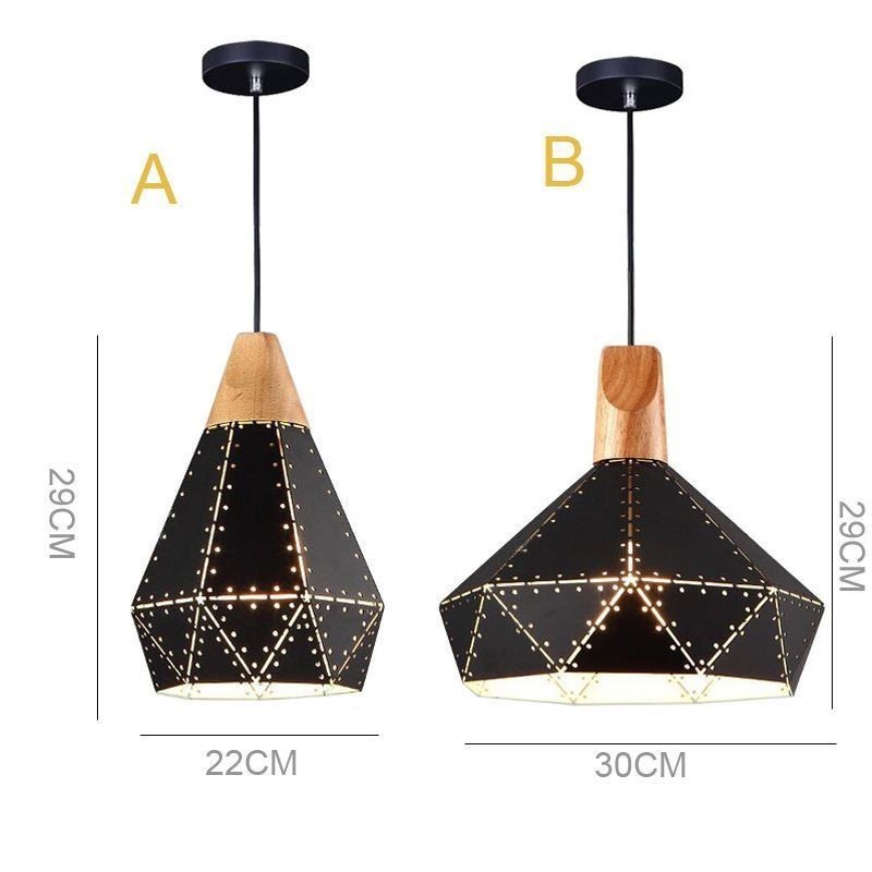 Lampada a sospensione industriale retrò in ferro con paralume cavo