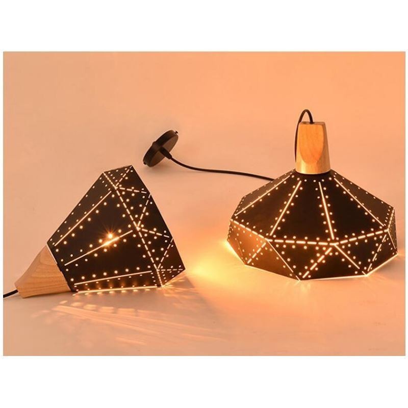 Lampada a sospensione industriale retrò in ferro con paralume cavo