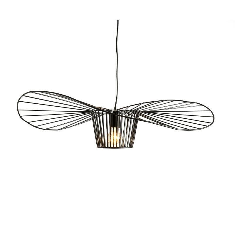 Lampada a sospensione in ferro con cappello in paglia, 1 luce